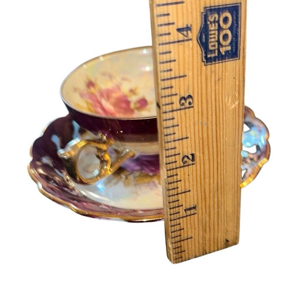 VINTAGE TT-Takito HAND PAINTED EGG SHELL TEA CUP & SAUCER JAPAN Lusterware Pagod - Picture 4 of 11